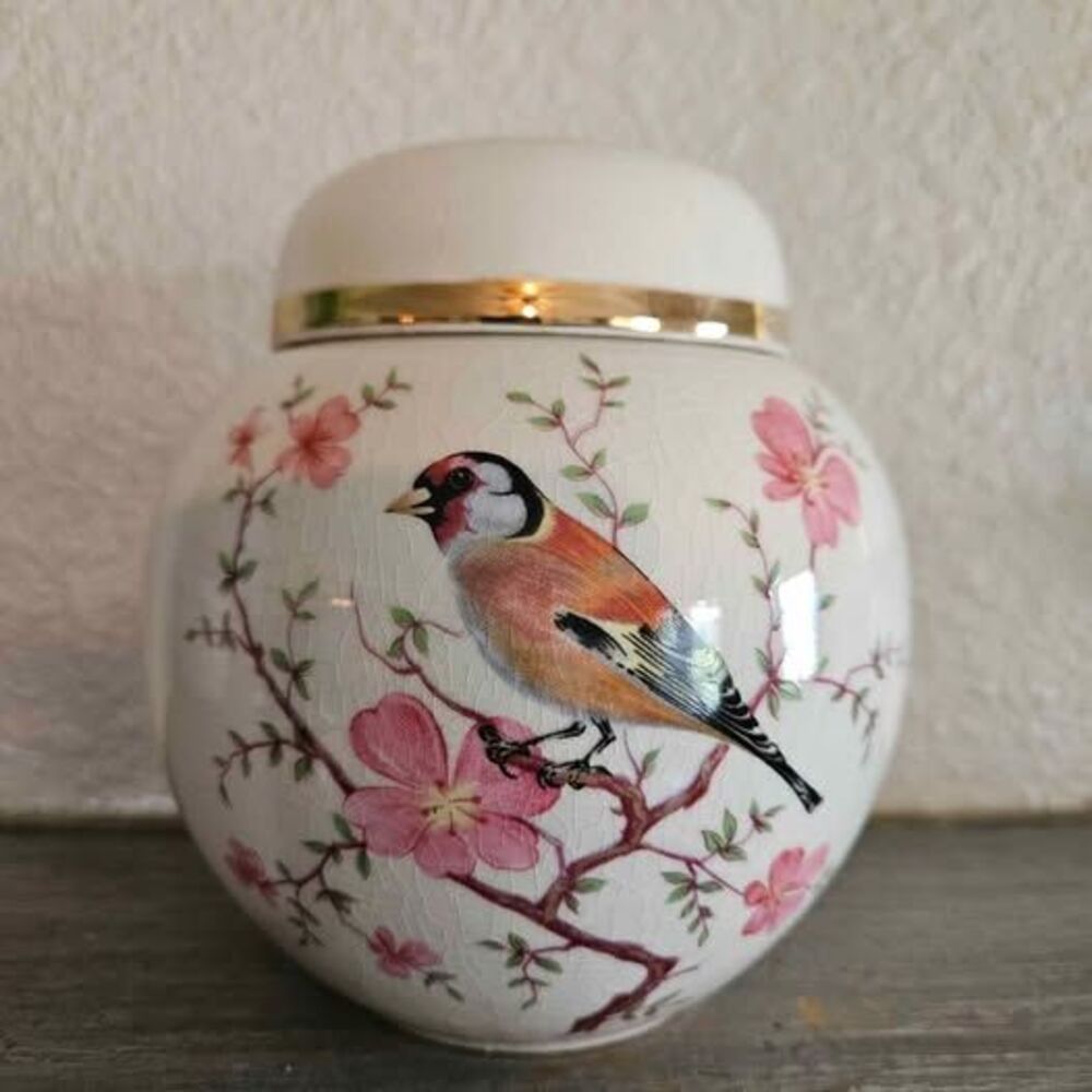 Vintage 1960s Arthur Wood England 5874 Goldfinch Apple Blossom Ginger Jar